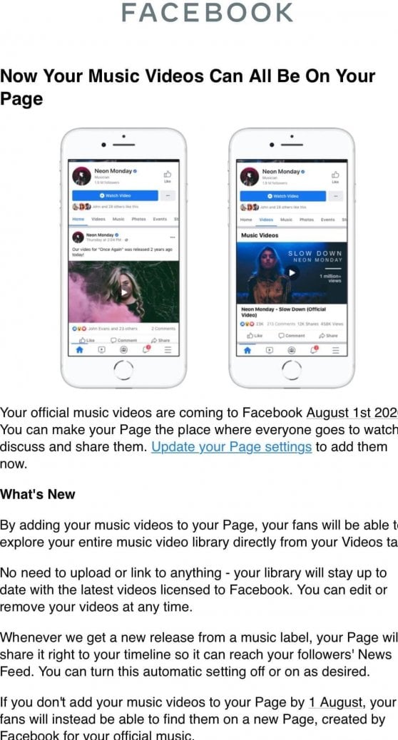 Facebook Vs YouTube: arrivano i video musicali sul social